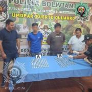 Aprehenden a cinco tragones que llevaban 441 cápsulas de cocaína hacia la frontera con Brasil